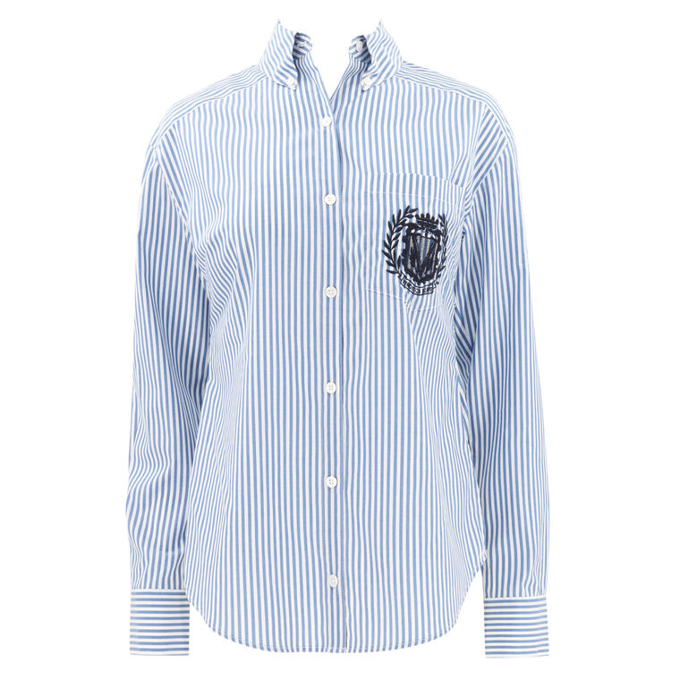 Daroda Stripe Embroidered Button-Front Top image number null