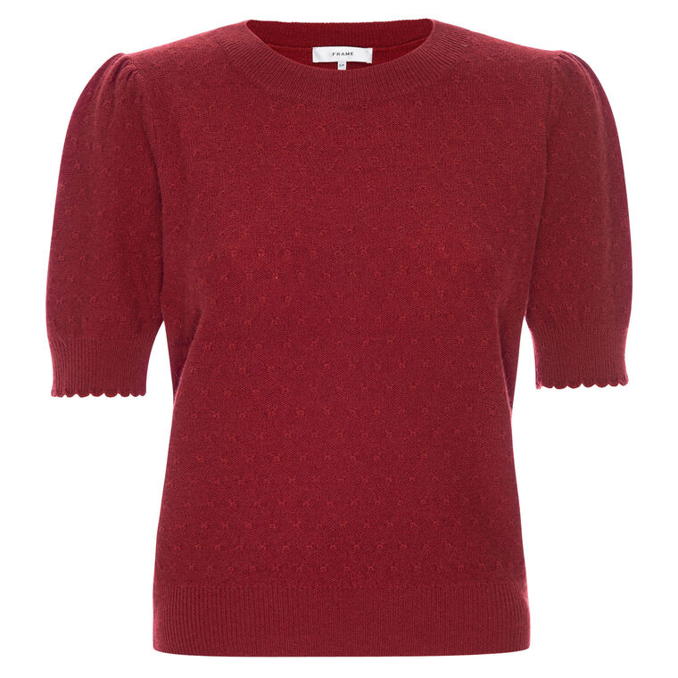 Pointelle Puff Sleeve Sweater image number null