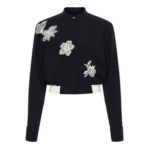 Blazy Bomber Shirt With Lace Applique