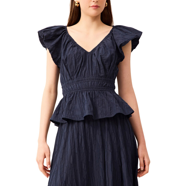 Lydia Puff-Sleeve Peplum Blouse image number null