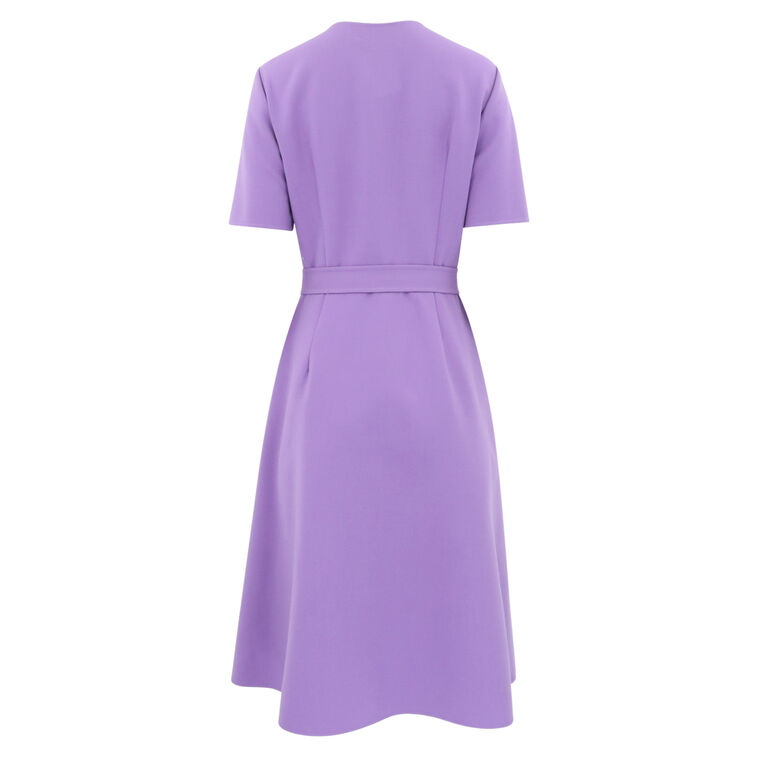 Short Sleeve Virgin Wool Blend A-Line Dress image number null