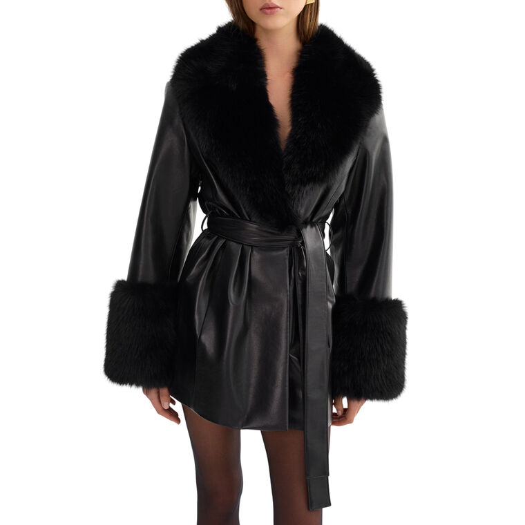 Rosabella Recycled Leather Mid-Length Coat image number null