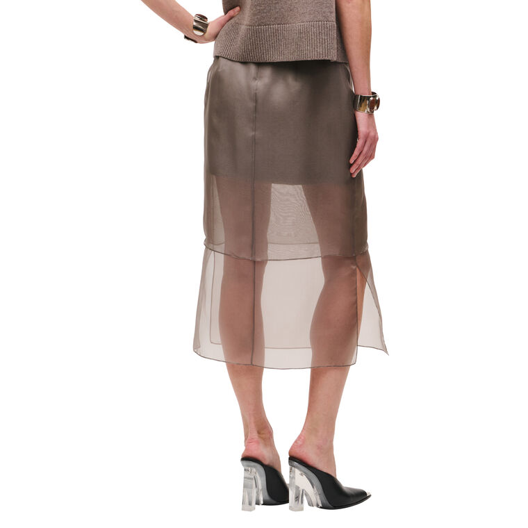 The Brett Pencil Skirt With Sheer Hem Panel image number null