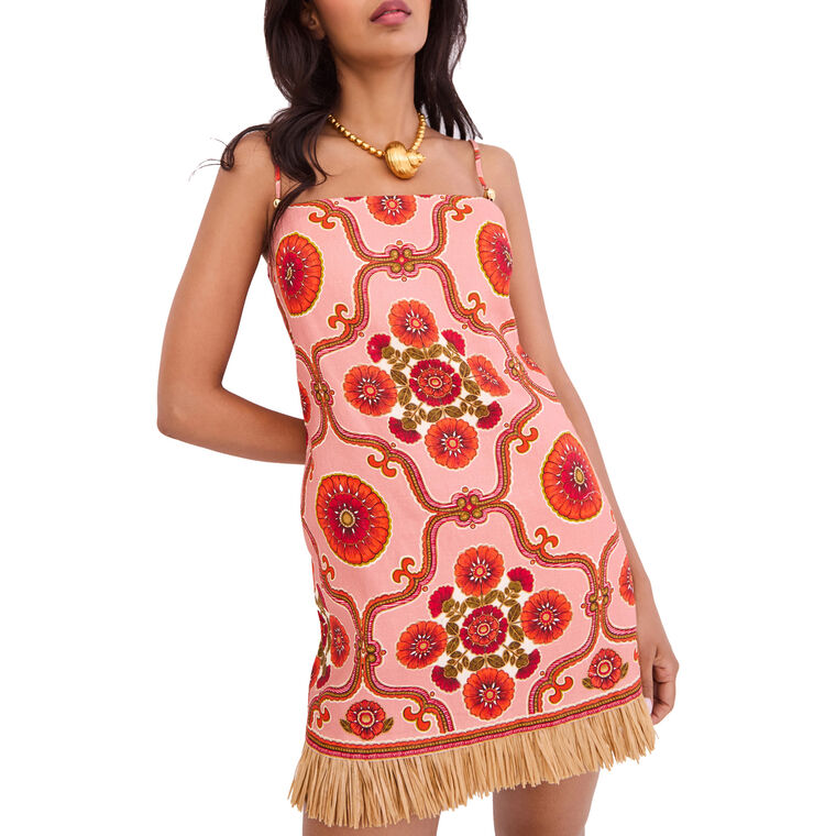 Valencia Sleeveless Fringe Hem Mini Dress image number null