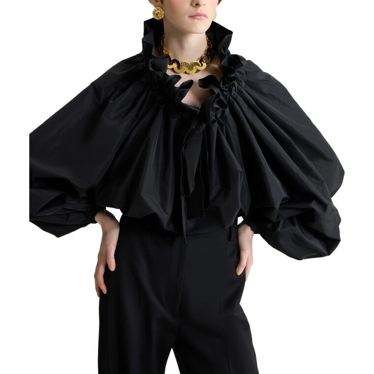 Iconic Faille Volume Long Sleeve Blouse In Recycled Faille image number null