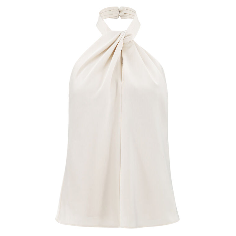 Maya Solid Satin Halterneck Top image number null