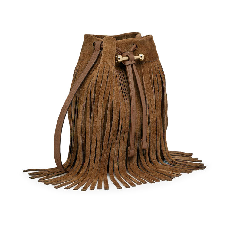 Osette Midi Suede Pouch With Fringe image number null