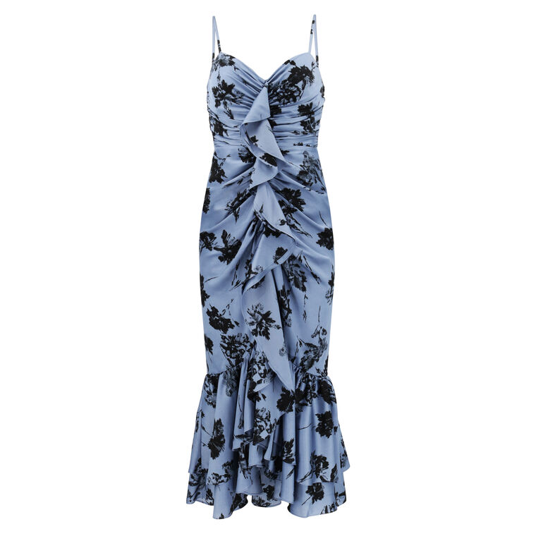 Cinq  Sept Akemi Cool Carnation Ruffle Detail Satin Dress | Tootsies