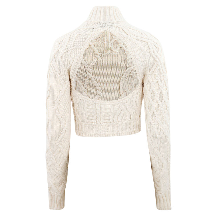 Cropped Cable Cutout Sweater image number null