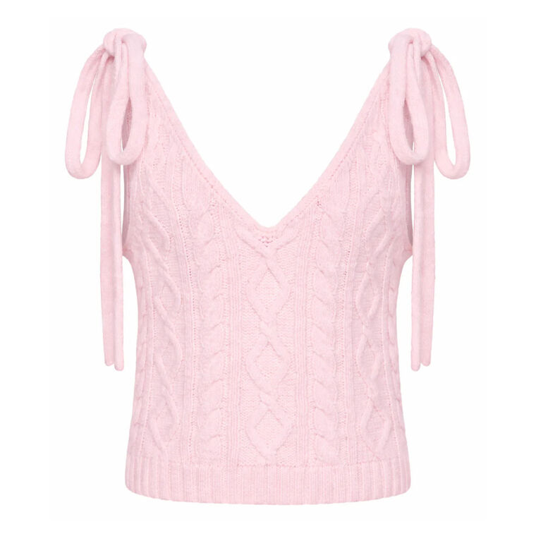 Kenai Cable Knit Shoulder Tie Tank Top image number null