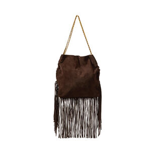 Large Suede Fringe Slouch Shoulder Bag