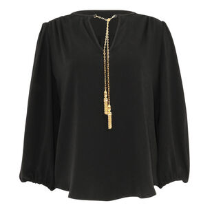 Morabi 3/4 Sleeve Split-Neck Top