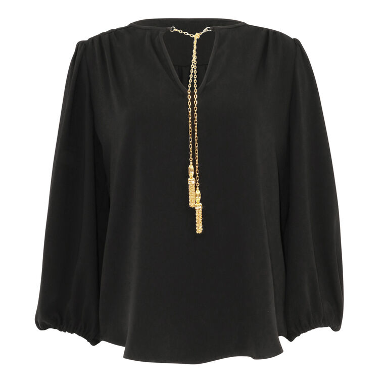Morabi 3/4 Sleeve Split-Neck Top image number null