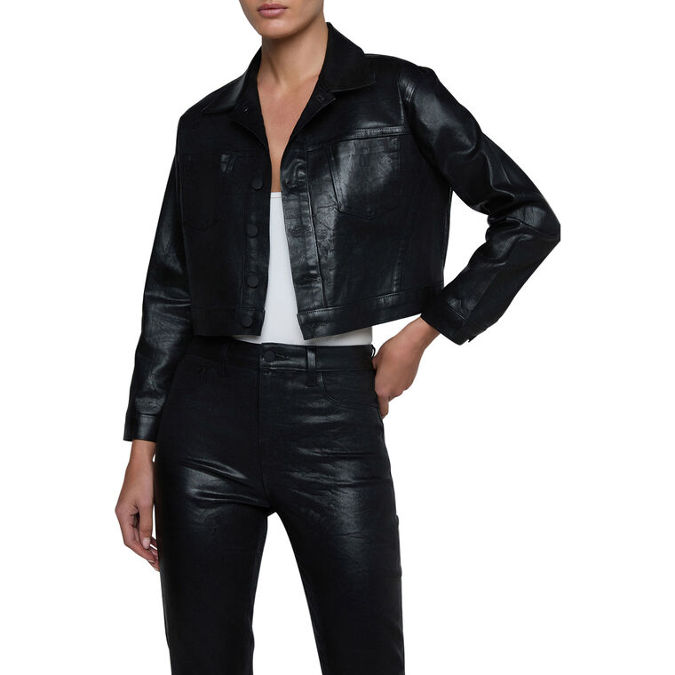 Alma Crop Coated Denim Jacket image number null