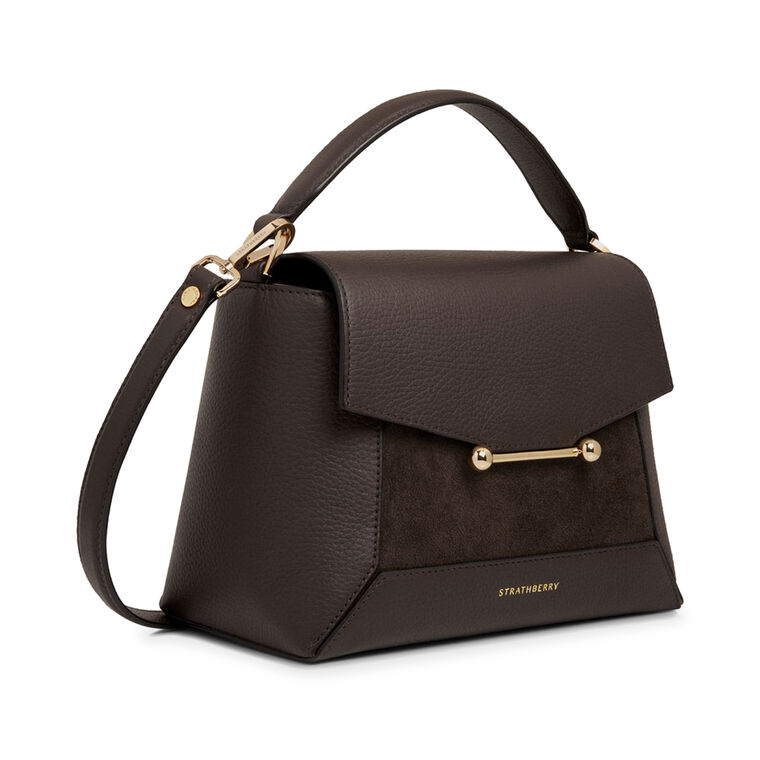 Mosaic Top Handle Bag In Grain Leather With Suede image number null