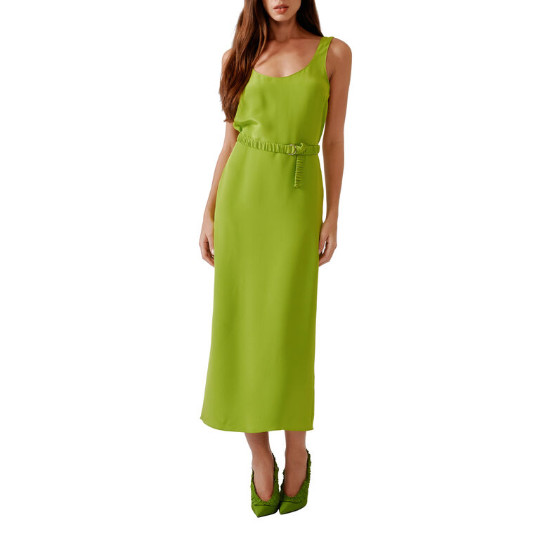 Paz Sleeveless Scoop Neck Belted Column Midi Dress image number null