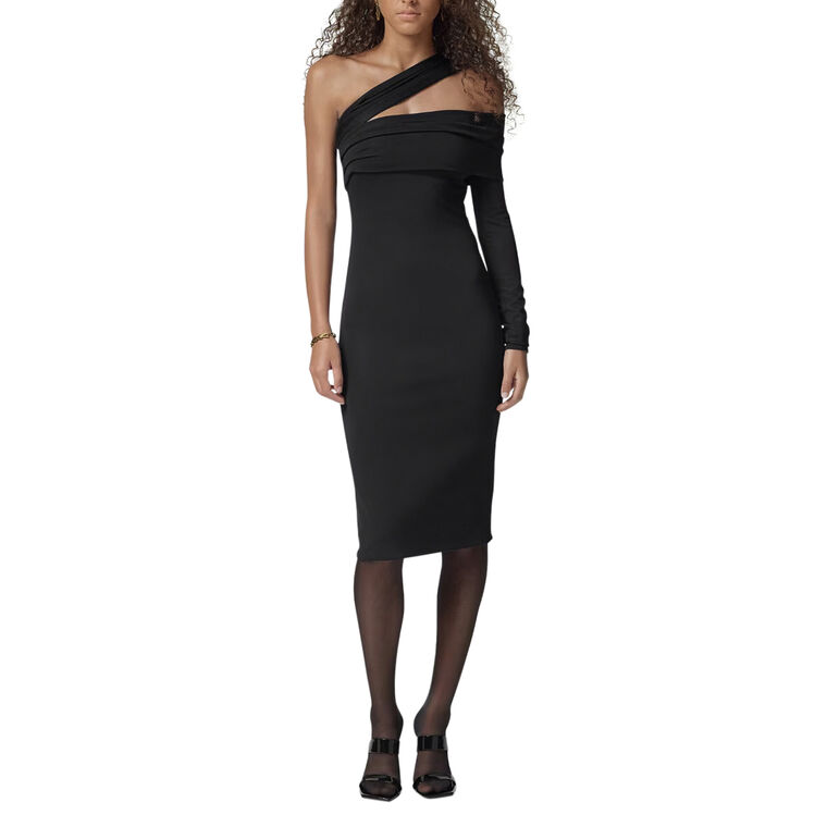One-Shoulder Gathered Midi Dress image number null