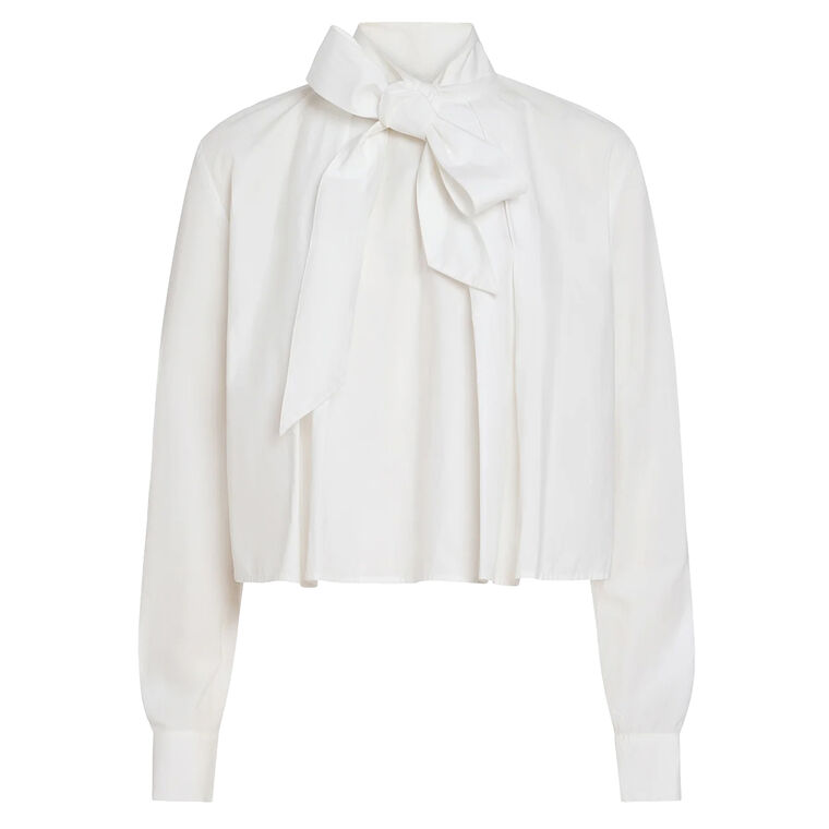 Cotton Poplin Tie Neck Blouse image number null
