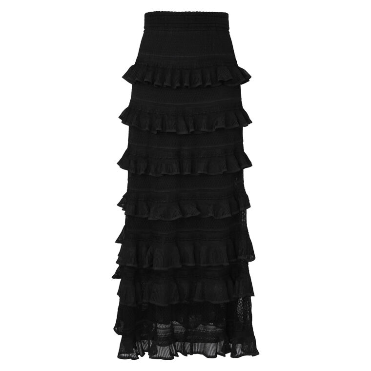 Illuminate Lace Frill Midi Skirt image number null