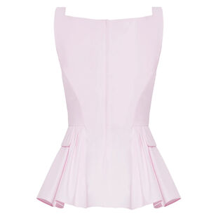 Soleil Sleeveless Peplum Top In Cotton Poplin