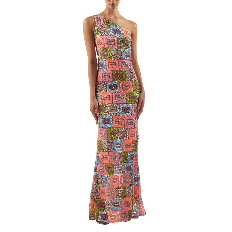 Aspen Sequined One-Shoulder Gown image number null