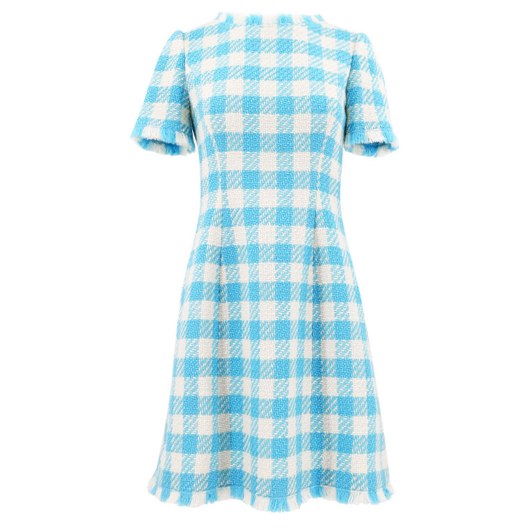 Checked Wool Mini Dress image number null