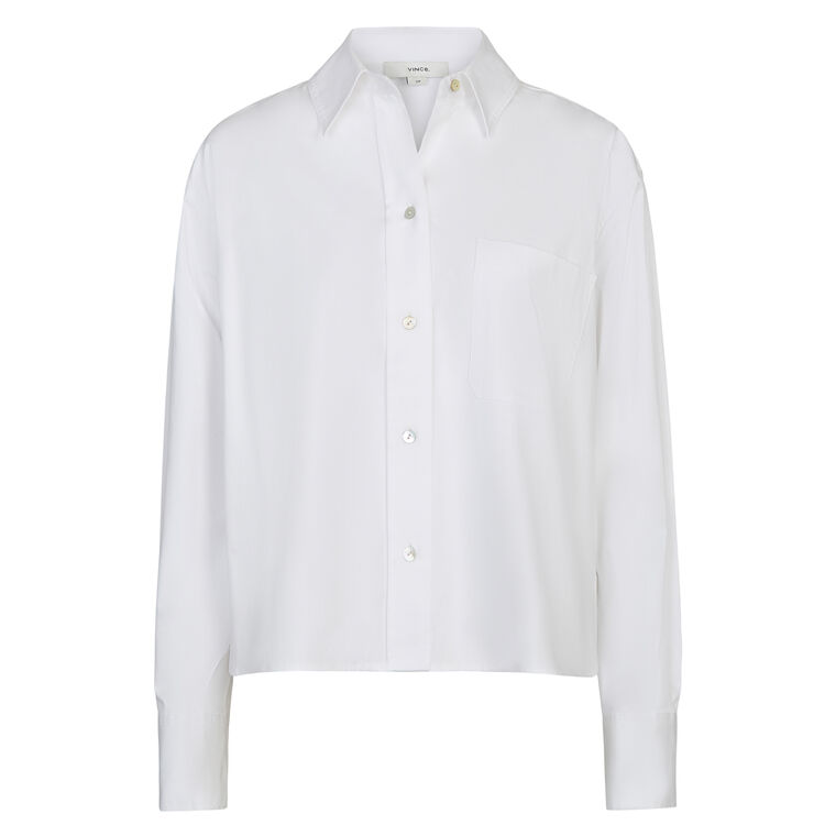 Cropped Long Sleeve Button-Front Shirt image number null