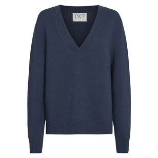Deep V-Neck Long Sleeve Cashmere Sweater