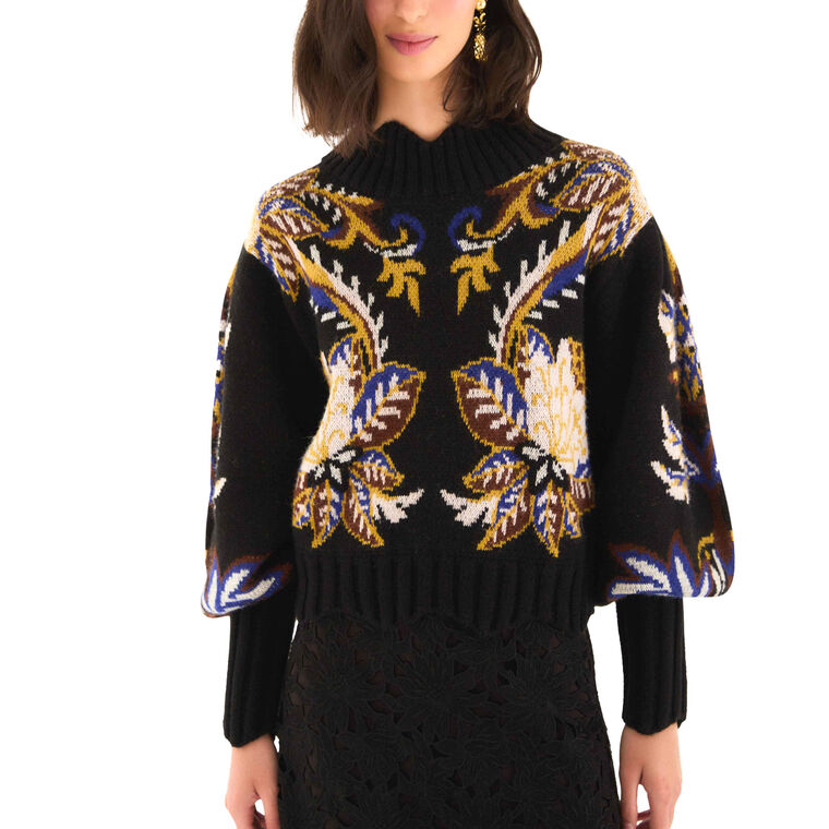 Arabesque Paradise Print Knit Pullover Sweater image number null