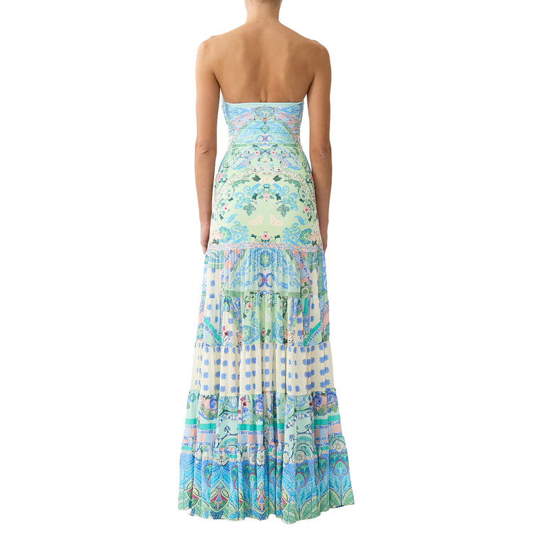 Jersey Spliced Tiered Maxi Skirt image number null