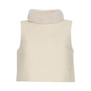 Gina Sleeveless Boucle Top With Removable Faux Fur Collar