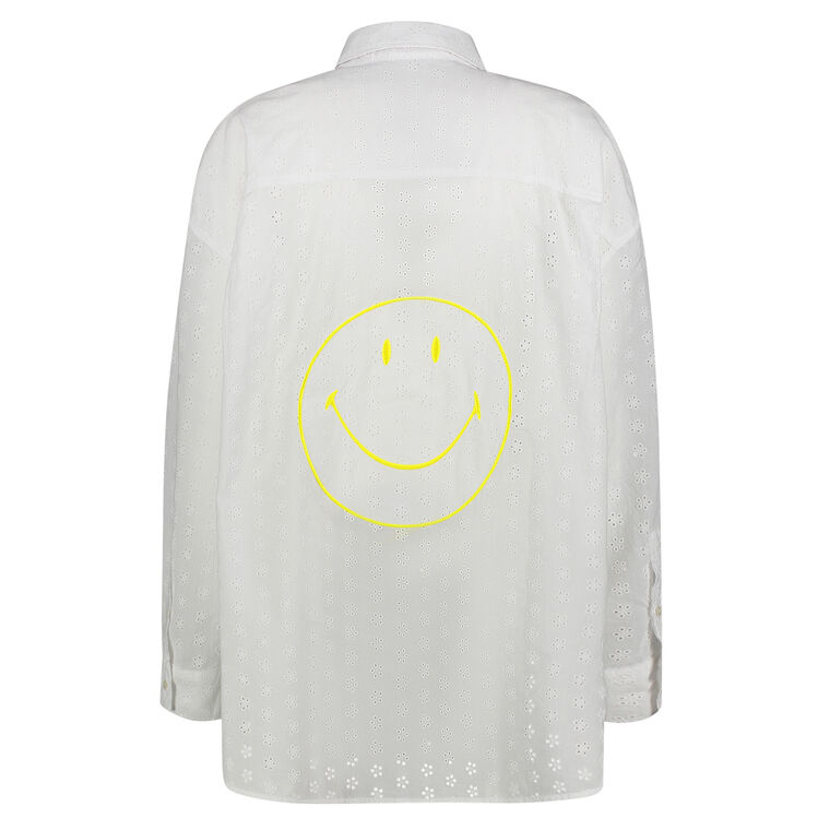 Eyelet Button Down With Neon Smiley image number null