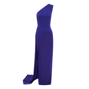 Satin One Shoulder Gown With Drape