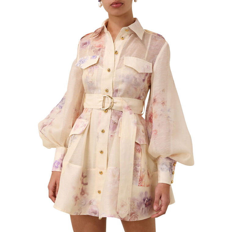 Hypnotic Long Sleeve Belted Utility Mini Dress image number null