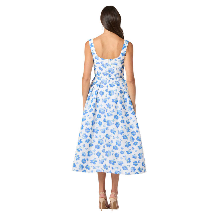 Ophelia Sleeveless Pleated Jacquard Midi Dress image number null