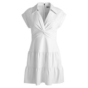 Mila Deep V Twist Front Denim Mini Dress