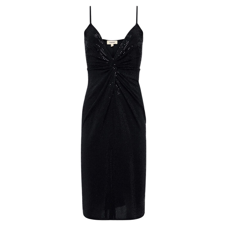 Chatou Sequin Twist Front Midi Dress image number null