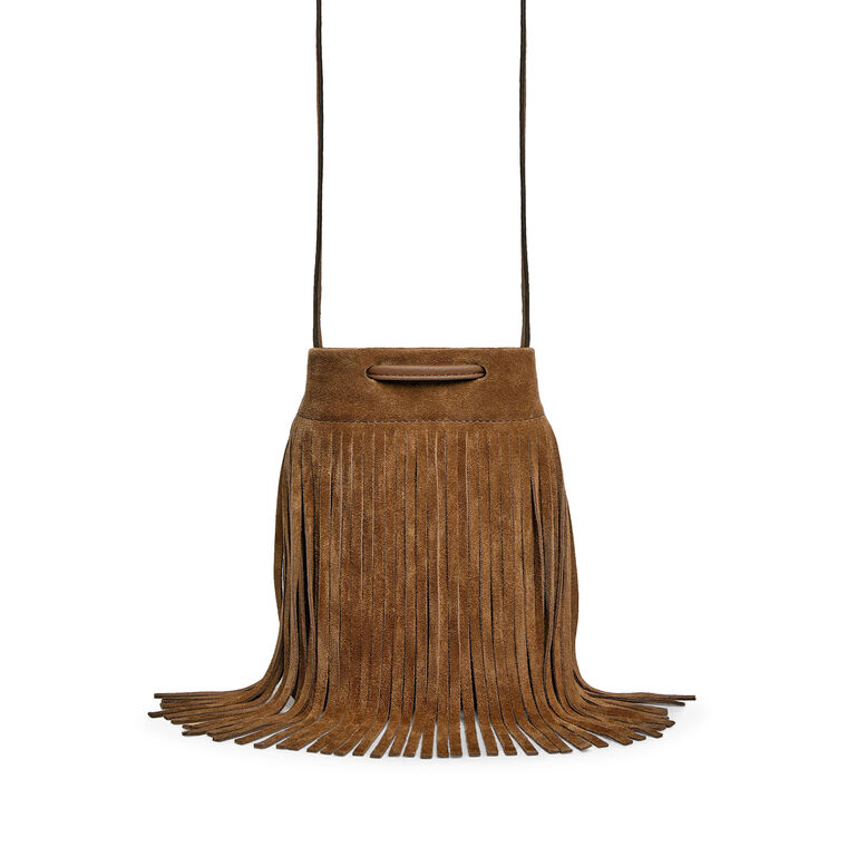 Osette Midi Suede Pouch With Fringe image number null