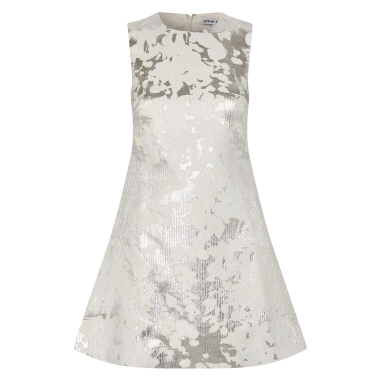 Sleeveless Metallic Kick Pleat Mini Dress image number null