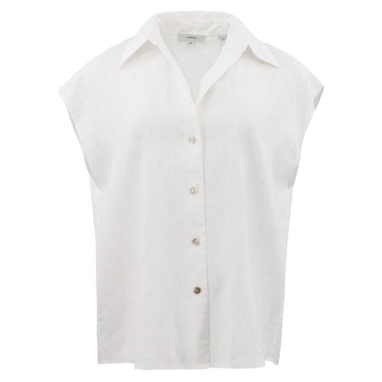 Cap Sleeve Button Down Blouse image number null