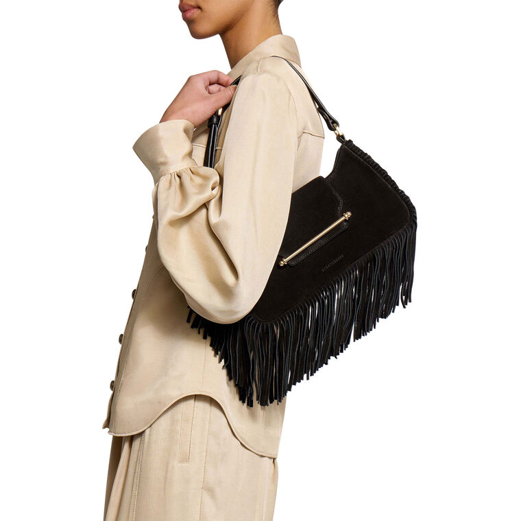 Multrees Omni Zipped Suede Shoulder Bag With Fringe image number null