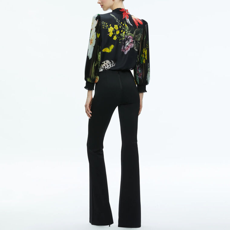 Ilan Pleated Blouson Sleeve Button Front Blouse image number null