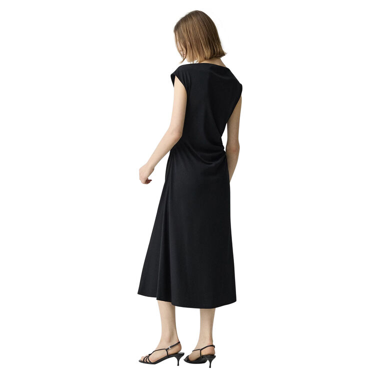 Boat Neck Drape Sleeveless Midi Dress image number null