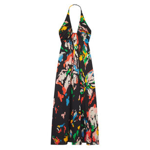 Al Printed Satin Halter Gown