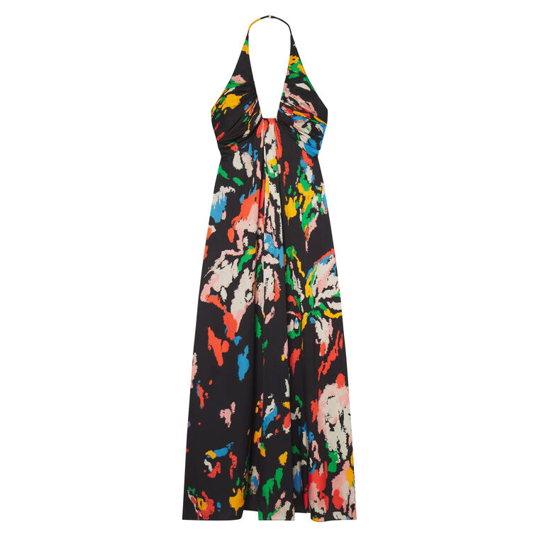 Al Printed Satin Halter Gown image number null
