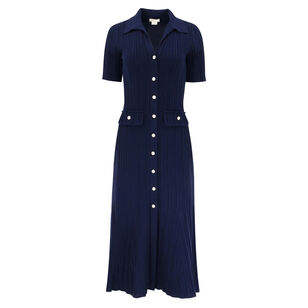 Tulip Rib Knit Midi Shirtdress