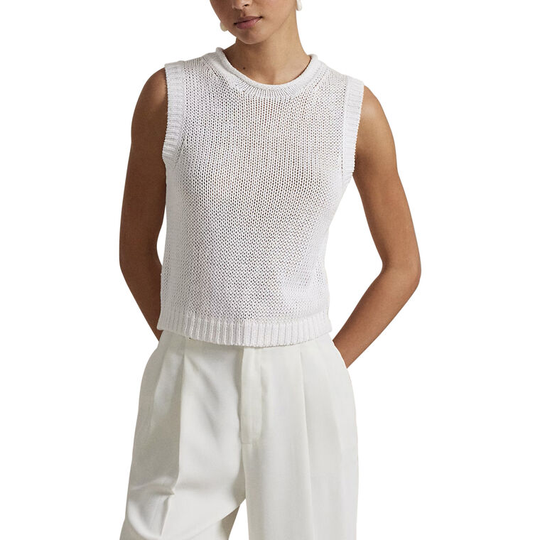 Linen-Cotton Sleeveless Pullover Sweater Tank image number null