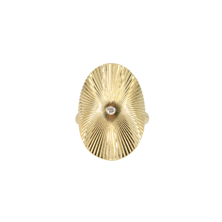 Pleated Oval Ring with Diamond image number null