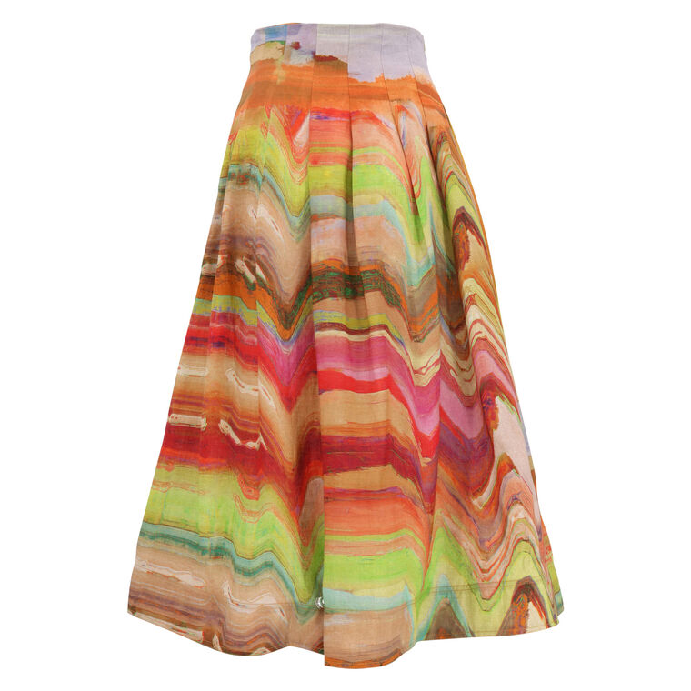 Alessandra Painterly Linen-Blend Maxi Skirt image number null