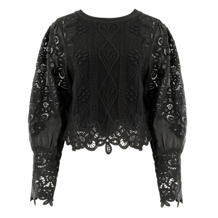 Vania Lace Combo Sleeve Sweater image number null